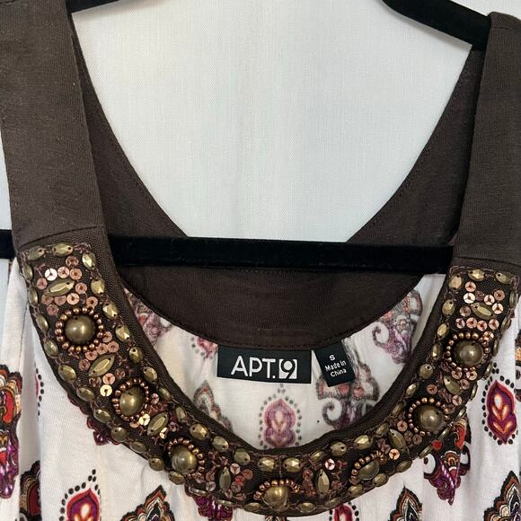 Apt 9 top women’s size small brown red sleeveless boho printed top VTG Y2K - Picture 3 of 7